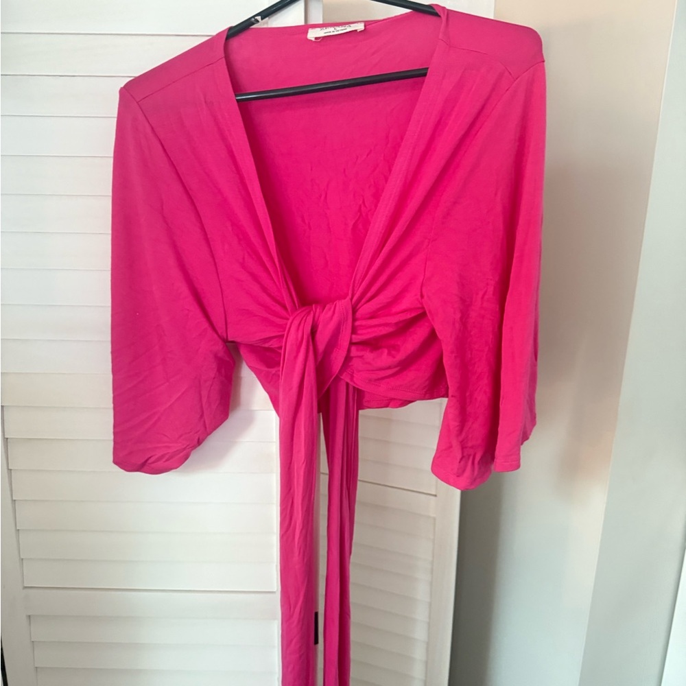 Zenana Outfitters Hot Pink V-Neck Top